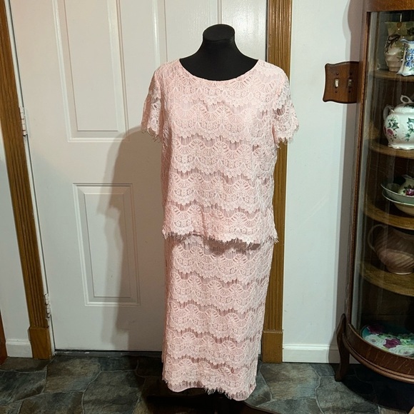 Preston and York Light Pink Lace Skirt and Top Set Size Med-Top & Size 12-Skirt - Picture 1 of 6
